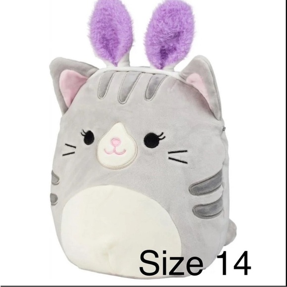 Squishmallows Tally Size 14” - Tabby Cat with Bunny Ears - Picture 1 of 3